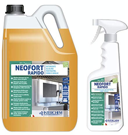 Neofort Rapido detergente alcalino per piastre forni e griglie rimuove grasso carbonizzato rapidamente - Confezione : 12 flaconi da ml.750