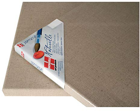 Honsell 18115 - Keilrahmen Naturelle, 100 Prozent Reinleinen, mit geschlossener Gewebestruktur, ca. 10 x 15 cm, rückseitig auf Leistenprofil aus Kiefernholz geklammert, Beige