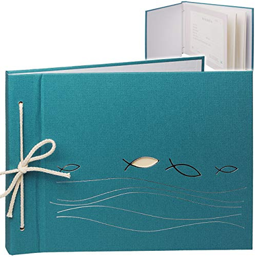 alles-meine.de GmbH Erinnerungsalbum/Fotoalbum Kommunion - Firmung - Konfirmation Mein besonderer Tag - Ichthys - blau - Buch Gebunden - blanko weiß - 40 Seiten - für bis z..