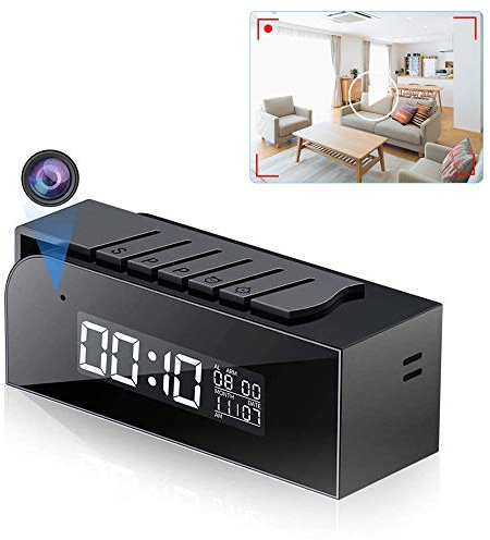 WiFi-kamera, Mini kamera med 1080P HD-klocka med automatisk rörelsedetektering, nattsyn och realtidsvy för hem- och kontorssäkerhet (3000 mAh uppladdningsbart batteri)