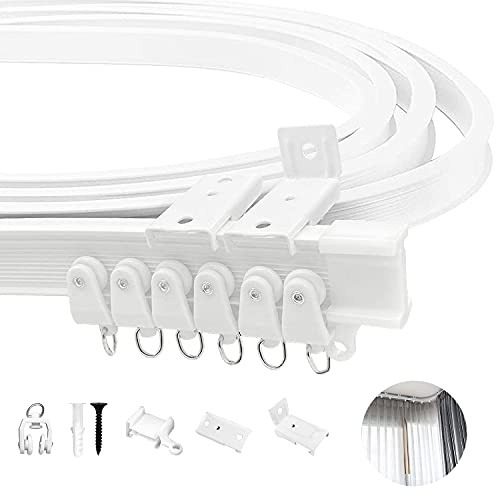 Xnuoyo Kit de Rail de Rideau Plafond, Rail de Rideau Incurvé de 5 Mètres, Rail de Plafond Flexible pour Rideaux Pour Séparateur de Pièce, Rideau de Douche, Système de Rail de Plafond
