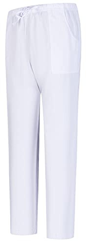 MISEMIYA - Pantaloni Unisex Vita Elastica Uniforme di Lavoro Clinica Ospedale -BZ-6802 - Medium, Bianco 68