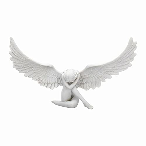 Hosuho Statue de jardin d'ange nu avec ailes - En résine - Pour décoration de jardin