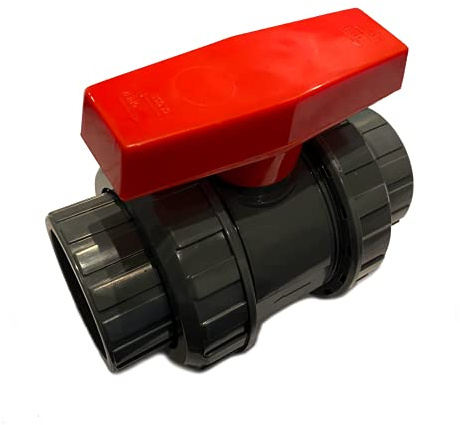 PVC-U Kugelhahn 40mm Budget Serie zum kleben mit 2 Überwurfmuttern & 2 Klebemuffen in DN40