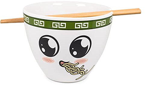 Bowl Bop Soba Slurp Japanese Dinnerware Set | 16-Ounce Ramen Bowl, Chopsticks
