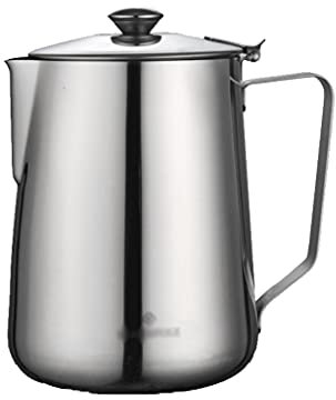 HAODA Bricco per Latte 304 Acciaio Inossidabile Branco Branzing Brocca Ampia capacità capacità Espresso Steamer con Coperchio Accessori per Macchine Espresso Semplice (Color : Silver1500ml)