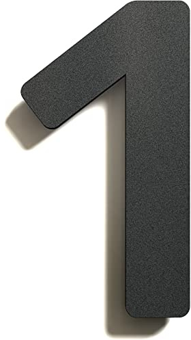 Anthrazit Edelstahl Hausnummer 1 - massiv, wetterfest & rostfrei - 14 cm groß - mit Befestigungsmaterial - Design Hausnummern-Schild N-01-1-A
