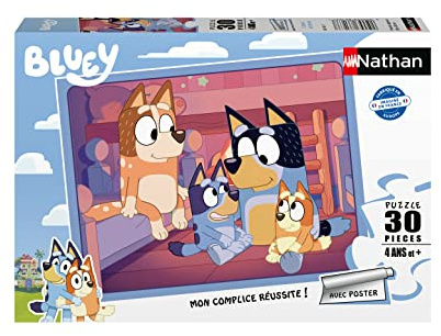 NATHAN - Kinderpuzzle - 30 Teile - Bluey's Bedtime - Mädchen oder Junge ab 4 Jahren - Hochwertiges Puzzle - Dicker und haltbarer Karton - Everyday & Family - 86163