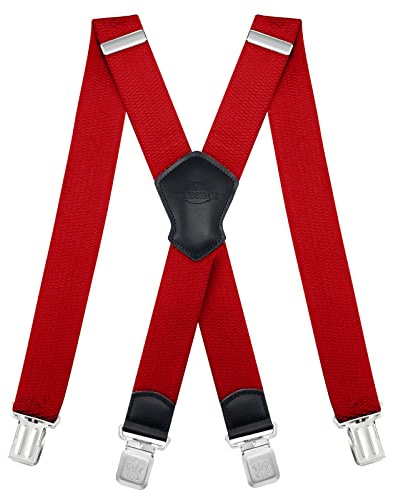 Dresime Hosenträger für Herren mit 4 starken Clips 4cm breit, X Form elastisch einstellbar Länge für Männer und Damen Overalls Jeans, Arbeitshosen, Jumpsuits, Motorradhosen, etc.