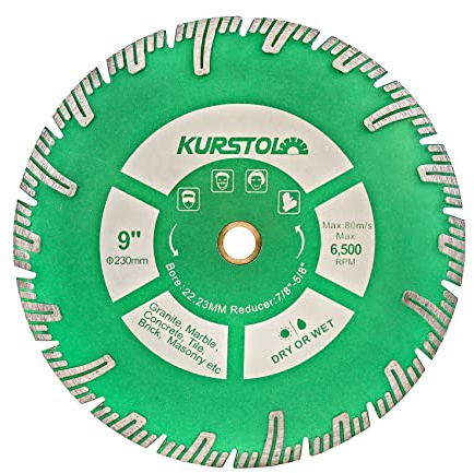 KURSTOL Diamant-Trennscheiben für Granit – 230 mm Diamantscheibe Diamanttrennscheibe Laube 22mm-16mm zum Schneiden und Schleifen von Keramikfliesen Porzellan Beton Marmor