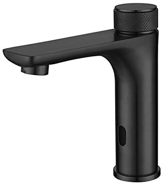 XJTNLB Sensor Wasserhahn Bad Waschtischarmatur Infrarot Sensor Bad Armaturen Waschbecken Einhebelmischer für Badezimmer Schwarz