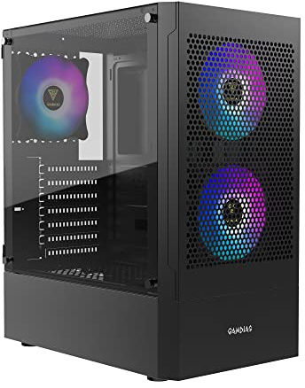 GAMDIAS Boitier Moyen Tour ATX Talos E3 Mesh RGB avec Panneaux vitrés (Noir)