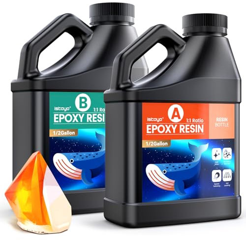 ISTOYO Epoxidharz, 1Gallone/3,78L Epoxidharz Set, Harz mit Härter 1:1, Kristallklar Keine Blasen Harz Liefert für Kunst Gießharz, Gussbeschichtung Holz, Harzformen