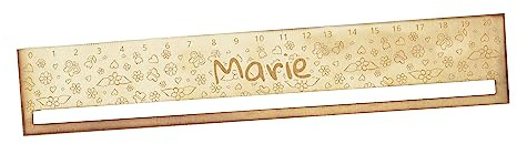 CHICCIE personalisiertes Lineal Lesehilfe aus Holz Blumenwiese 20cm - Holzlineal