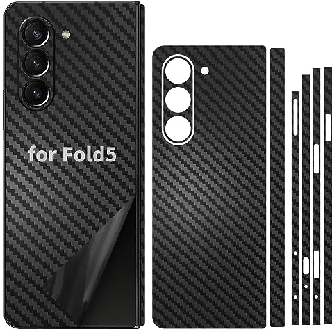 Handy-Aufkleber für Samsung Galaxy Z Fold 5, Karbonfaser, 3M, Vinyl, ultradünn, dünn, ultraleicht, Glas-Schutzfolie, Schutz für Rückseite und Kamera
