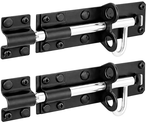 IRONTITE 2 Pack Black Brenton Bolt Gate Bolt 150mm (6), Ideal Door Bolt Lock For Gates, Sheds, Barns etc. Heavy Duty Gate Lock Bolts. Garden Gate Bolts For Wooden Gates Including Fixings.