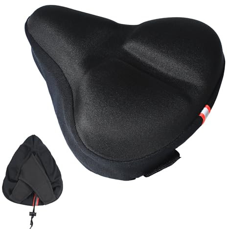 RIXOW Gel Sattelbezug Fahrrad Groß, Fahrradkissen mit Reflektorstreifen, Weicher Fahrradsitzbezug, Sattelbezug Gelüberzug für Mountainbike und Rennrad(27 x 26 x 8cm)