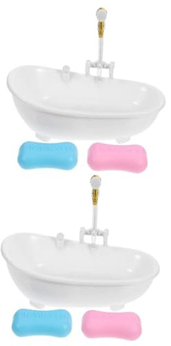 VICASKY 2 Sets Badezimmer Spielzeug Puppenhaus Zubehör Puppen Badewanne Simulation Mini Badewanne Puppenhaus Möbel Badezimmer Rollenspiel Spielzeug Miniatur Badewanne Modell