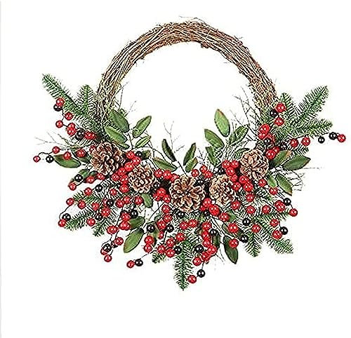 GETSTREE Türen, Künstliche Weihnachtsgirlande, künstlicher Kranz, Weihnachtstürkranz, Feiertagskranz, Zuhause, Fenster, Wand, Blumenring, Feier, Party-Kranz(Red)