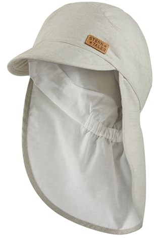 Sterntaler Schirmmütze Nacken Melange - Jungen Mütze aus Baumwoll Mischgewebe - UV-Schutz 50+ Sonnenhut mit Nackenschutz - Futter Batsit (Bio) - Sommer Kopfbedeckung Baby Kinder - blassgrün, Größe 55
