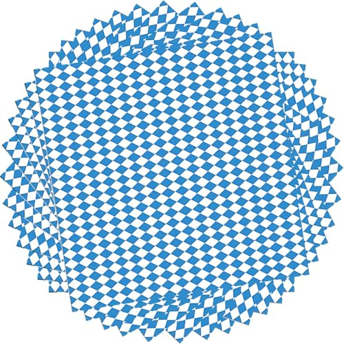 20 Stück Bayerische Servietten,Oktoberfest Deko Servietten,3x33cm | Quadratische In Bla &Weiß,Bayerische Motivservietten,Klassisches Karomuster