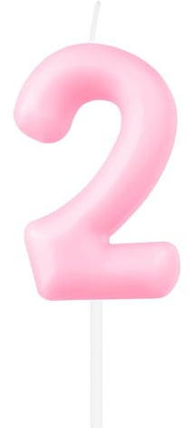 Set di 2 candele a forma di numero rosa macaron per il 2° compleanno, candela di compleanno per torte, bella decorazione per torte, macaron rosa, decorazione per torta per ragazze e ragazzi