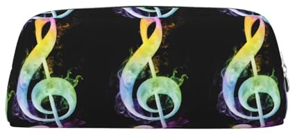 ASPOIJHN Bunte Musiknoten, vielseitiges Leder-Federmäppchen, stilvolle Aufbewahrungstasche für Schule, Büro, Schreibwaren, Kosmetiktasche, Münzen, silber, Einheitsgröße, Krawattenetui