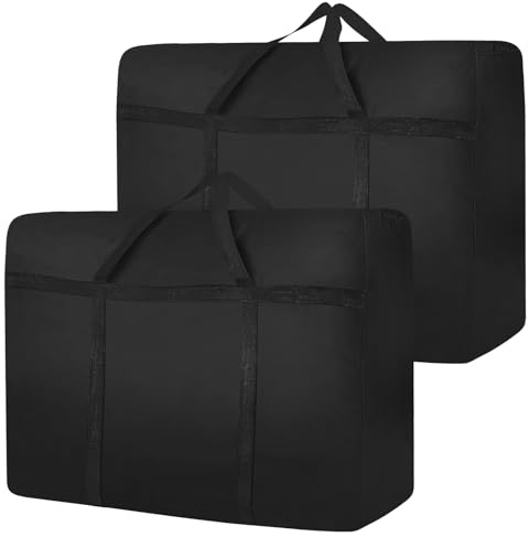2 Pack 180L Large Storage Bags,Waterproof 600D Oxford Moving Bags | Strong Storage Bags With Zips, Space Saving,Reinforced Extra Big Bags for Moving for Clothes Quilt Blankets/Underbed Storage