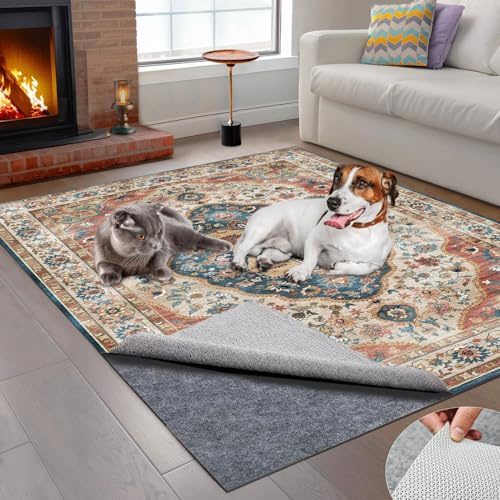 pdpdoc 6x9 ft Rug Pad, Waterproof & Non Slip Rug Pads Felt + Rubber Backing, Under Rug Carpet Non Slip Pad for Hardwood Floors, Keep Your Rugs Safe and in Place (6 x 9 Ft)