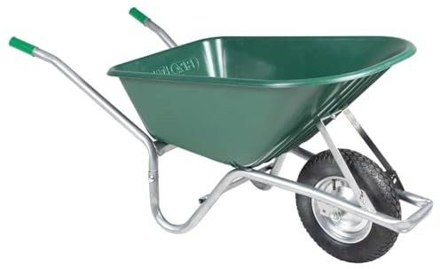 Rantry Brouette verte 90 L 150 kg en acier galvanisé et plastique, meubles d'extérieur pour jardin extérieur