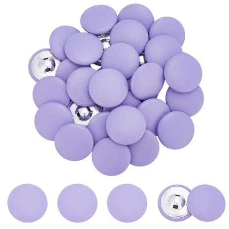 NBEADS 30 pz Bottone Rivestito In Pelle, Bottoni Da Cucito Rotondi con Gambo In Metallo Da 2.85cm 1 fori Bottoni per Tappezzeria Bottoni per Maglieria Artigianato, Cappotto Blazer, Lilla