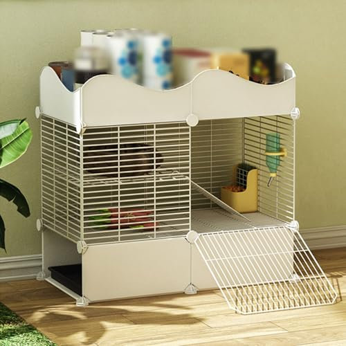 2-stöckiger Kaninchenkäfig mit Aufbewahrungswürfeln, Kaninchenkäfige für den Innenbereich, DIY-Kleintierkäfige aus Metalldraht, für Erwachsene Ratten, Frettchen, Chinchillas, Meerschweinchen