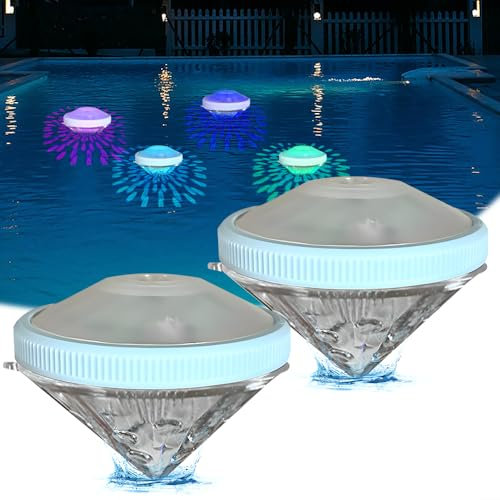 SGZIOO 2 Stück Schwimmende Poolbeleuchtung, Pool Lichter Schwimmend, 8 Modi Farbwechse Poollicht, Poolbeleuchtung Schwimmend IP68 Wasserdichtes, Pool Leuchten für Pool Außen Teich