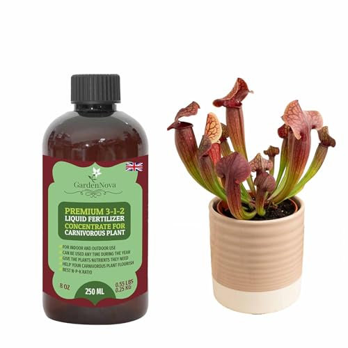 Premium Liquid Carnivorous Plant Fertilizer - 3-1-2 Concentrate for Indoor Plants and Flowers by GardenNova | Organic Plant Food for Carnivorous Plants - 8oz