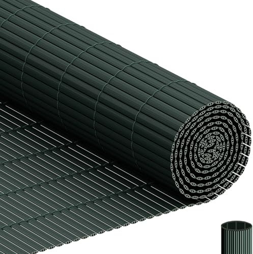 INMOZATA PVC Sichtschutzmatte 80x500cm mit Dreifach Verstärkung Innen, Balkon Sichtschutz Garten Zaun Sichtschutz mit Kabelbindern,Windschutz Wasserdicht ohne Bohren für Balkon Garten Terrasse-Grün