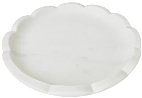 Scalloped White Marble Tray - 8 Inches - Decorative Bijou Bowl - Jewelry Dish - Jewelry Holder - Jewelry Tray - Trinket Holder - Key Bowl - Soap Dish - Candle Holder - Candle Dish