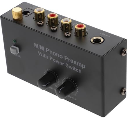 UKCOCO Preamplificador De Fono para Tocadiscos Mini, Amplificador De Audio Doméstico, Circuito Avanzado Ruido, Uso Sistema Estéreo Doméstico, Compatible Equipos De Audio, Color Negro