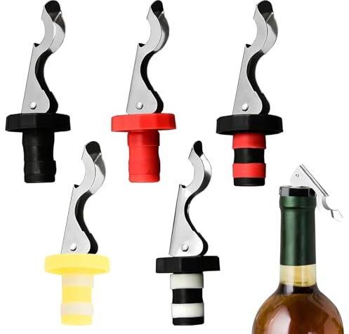 5 Pack Wine Bottle Stoppers Lever-Arm for Wine Beverage Sealed Leak-Proof