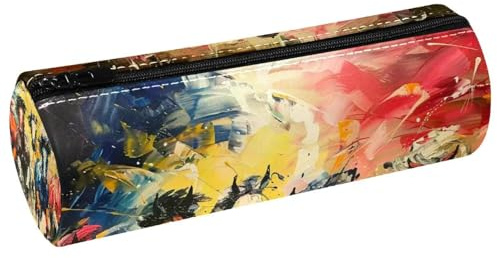 VAPOKF Trousse à crayons en cuir synthétique avec imprimé chevaux - Trousse de maquillage pour femmes, filles, garçons, enfants, fournitures scolaires et de bureau, multicolore, 20x6.3x6.3 CM, Trousse