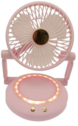 Générique Ventilateur de Bureau,Ventilateur De Table Compact À Main Portable - Rafraîchisseur d'Air Pliable Rechargeable avec Éclairage LED, Gadgets Oscillants pour Voyage Extérieur et Maison