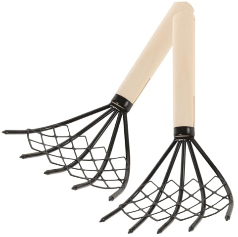 iplusmile 2pezzi Rastrello Carbon Steel Con Rete Per Spiaggia Strumento Pratico Per Scavare e Raccogliere Frutti Di Mare Vongole e Ostriche Design Compatto e Resistente Per Pesca Mano