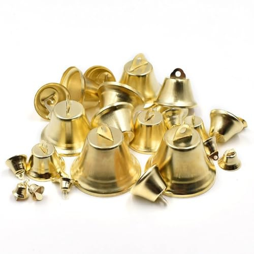 Pmnzdy 100 Stück 10mm Mini-Glocken Golden Weihnachten Kleine Glöckchen zum Basteln Mini Goldglocken Metallglöckchen Bastelglöckchen SchellenglöCkchen Hochzeitsglocken Mini-Glockenanhänger