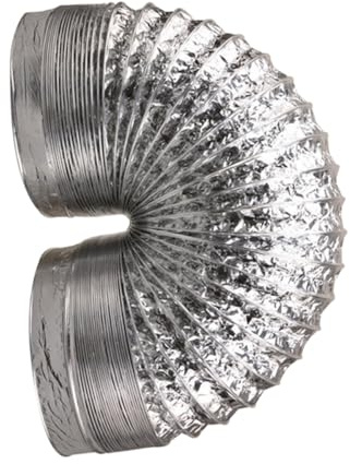 HAMPPLIES Tuyau De Ventilation Flexible En Aluminium Épais Résistant à Haute Température, Conduit D'aération Rétractable 100 Mm x 2 Mètres, Argenté, Pour Système Cvc, Salle De Bain, Serrage,