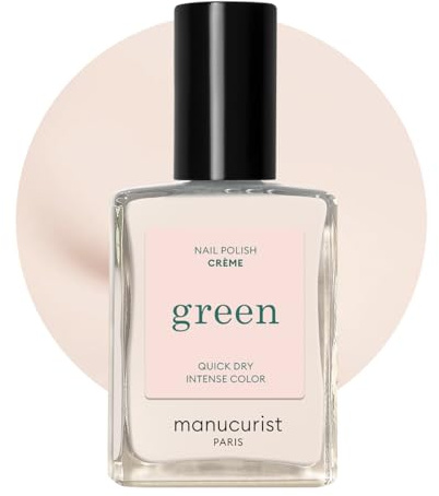 Manucurist Grön snabbtorkande nagellack crème (benvit) – 9-fri, växtbaserad och vegansk – giftfri – naturlig klassisk – nagelvård – manikyr – tillverkad i Frankrike – 14,8 ml | Långvarigt nagellack och snabbtorkande nagellack med klassisk manikyreffekt – vegansk, 9-fri, växtbaserad, 14,8 ml