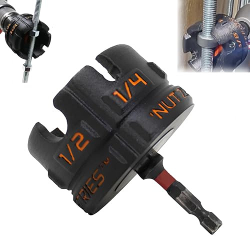 Nut Zipper Drill Attachment for Fast Nut and Bolt Removal,Universal 1/4,3/8,1/2 Threaded Rod Spinner, Impact-Driver Drill Sleeve Removal Tool (Black,1pcs)