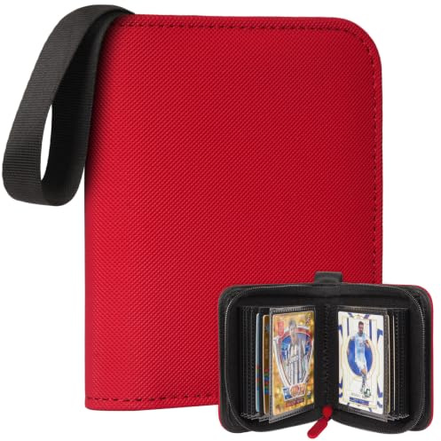 1 Pocket Card Binder – Collectible Trading Card Album, Single Card Holder with 20 Pages, Holds 40 Cards, Side-Loading Mini Binder for TCG, MTG, Sports, Baseball, Football, Small Sports Card Book,Red
