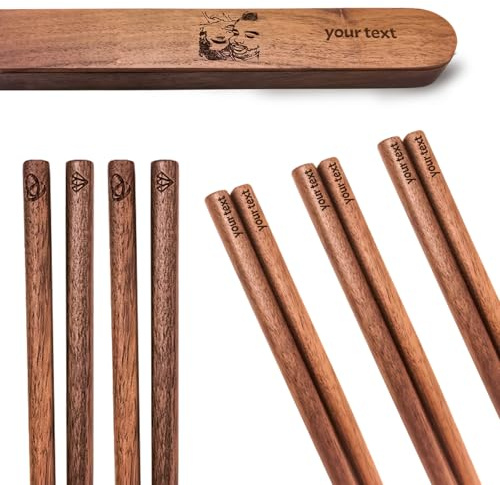 Palillos de madera personalizables, personalizables, con nombre, reutilizables, estilo chino clásico, 1 par con caja para regalo de boda y cumpleaños