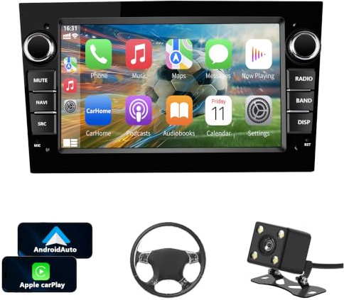 LSLYA 2 DIN bilradio för Opel Astra h/Zafira b/Vivaro/Meriva/Vectra/Combo/Antara/Vectra/Signum med Android Auto CarPlay Wireless 7-tums pekskärm GPS 2 DIN kamera SWC Bluetooth Canbus FM RDS
