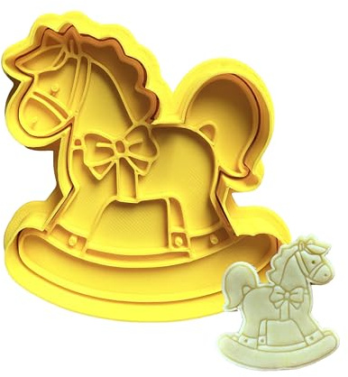 Tagliabiscotti.it - Cavallo a dondolo tagliabiscotti - Stampo per creare decorazioni in pasta di zucchero o biscotti - Battesimo - Sweet table Cookies cutter - Tagliabiscotti 8cm x 7,5cm x 1,2cm