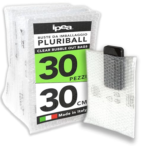 IPEA Buste in Pluriball 30 x 20 cm per Imballaggio e Spedizioni – [ 30 PEZZI ] – Made in Italy – Grande Busta Bolle Aria per Protezione, Imbottitura, Confezionamento Oggetti – Antistrappo e Antiurto